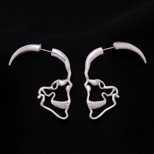 Skull Earrings Punk Silver Earrings-Jewearrings