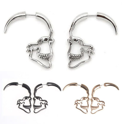 Skull Earrings Punk Silver Earrings-Jewearrings