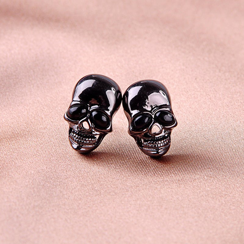 Skull Earrings Punk Transparent Black-Jewearrings