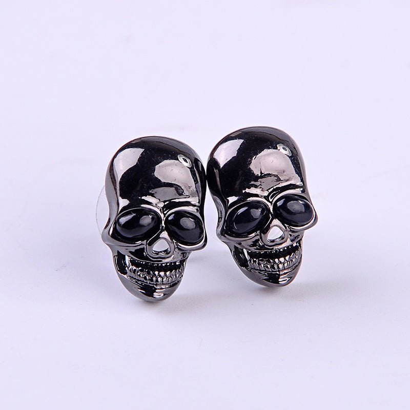 Skull Earrings Punk Transparent Black-Jewearrings