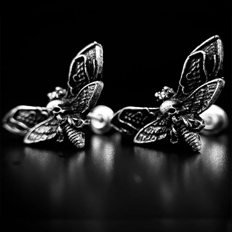 Skull Earrings Retro Mysterious Moth Design for Women-Jewearrings