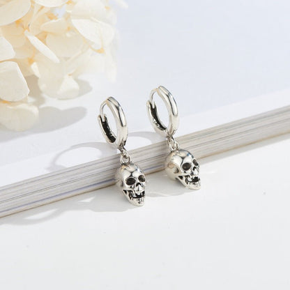 Skull Earrings Retro Silver-Jewearrings