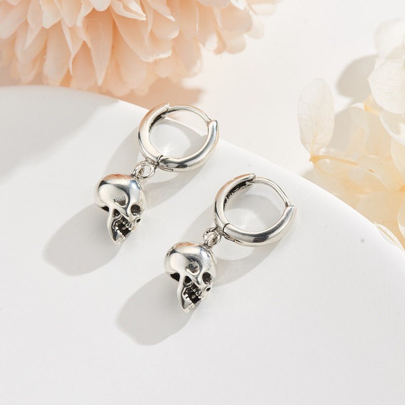 Skull Earrings Retro Silver-Jewearrings