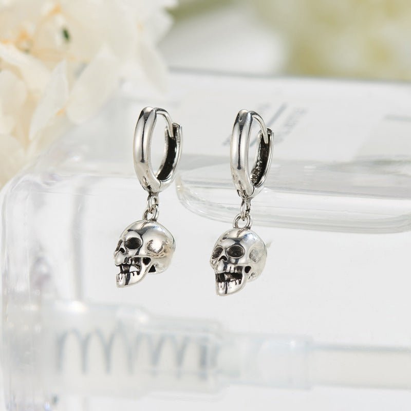 Skull Earrings Retro Silver-Jewearrings