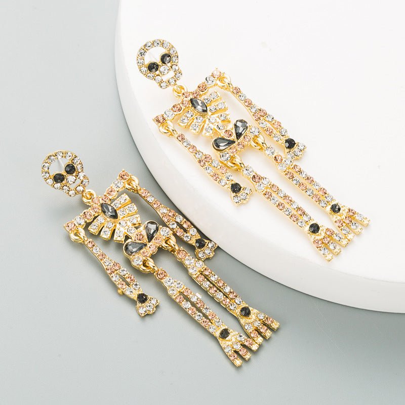 Skull Earrings Rhinestone Studs-Jewearrings