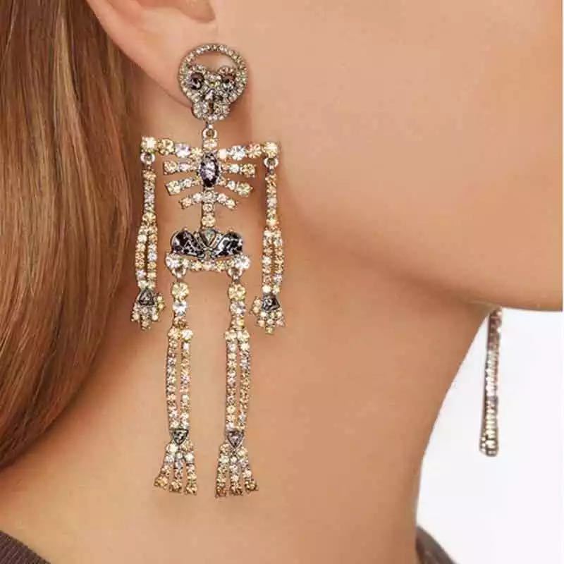 Skull Earrings Rhinestone Studs-Jewearrings