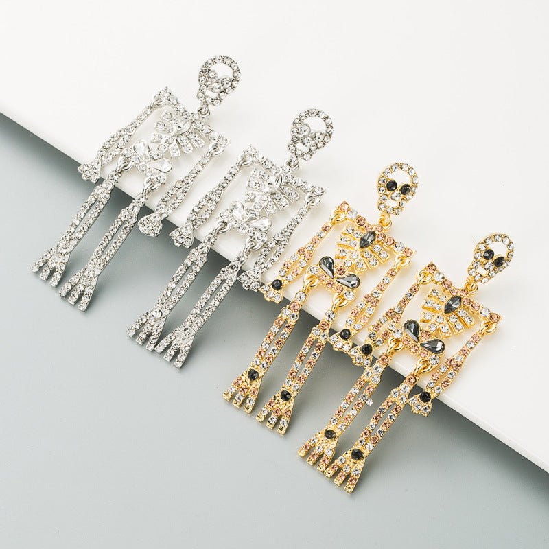 Skull Earrings Rhinestone Studs-Jewearrings