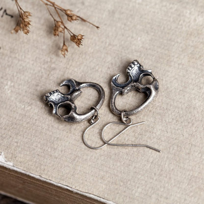 Skull Earrings S925 Silver Gothic Headwear-Jewearrings