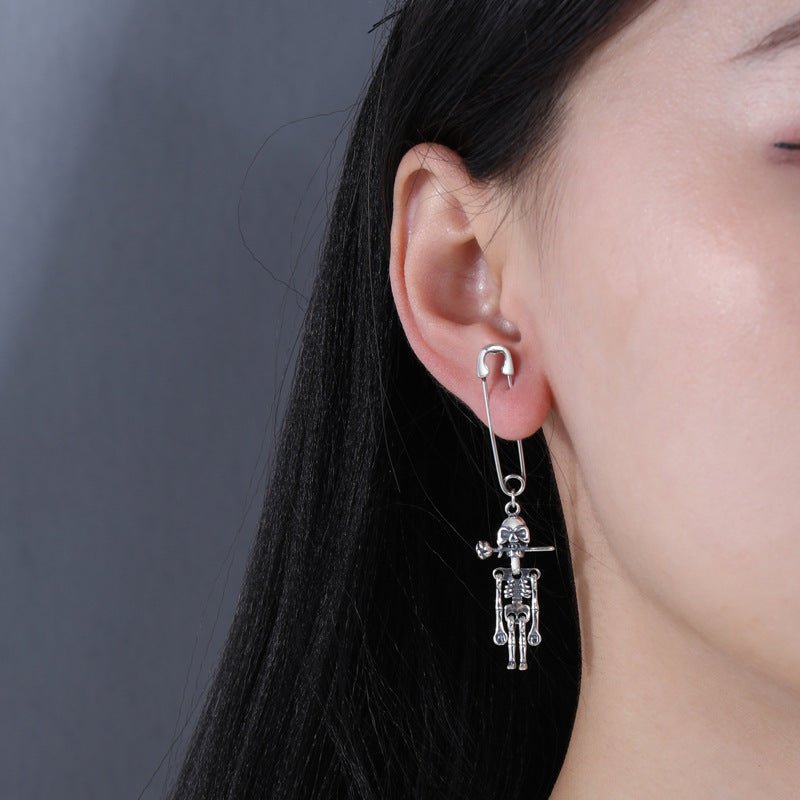 Skull Earrings S925 Vintage Rose Earrings-Jewearrings