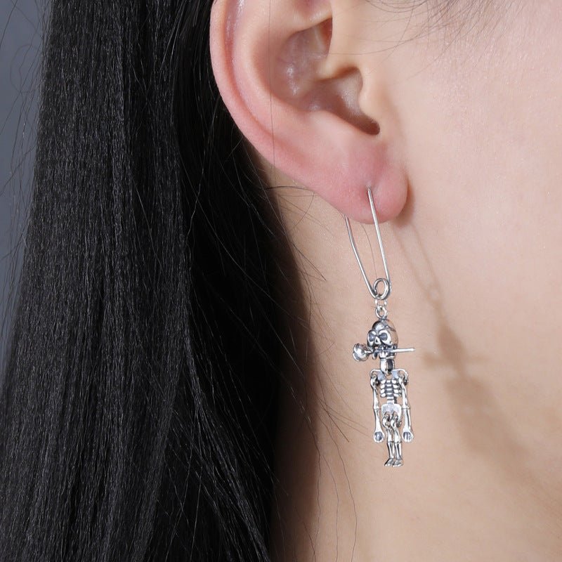 Skull Earrings S925 Vintage Rose Earrings-Jewearrings