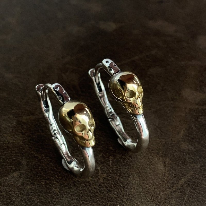 Skull Earrings Silver Gold-Jewearrings