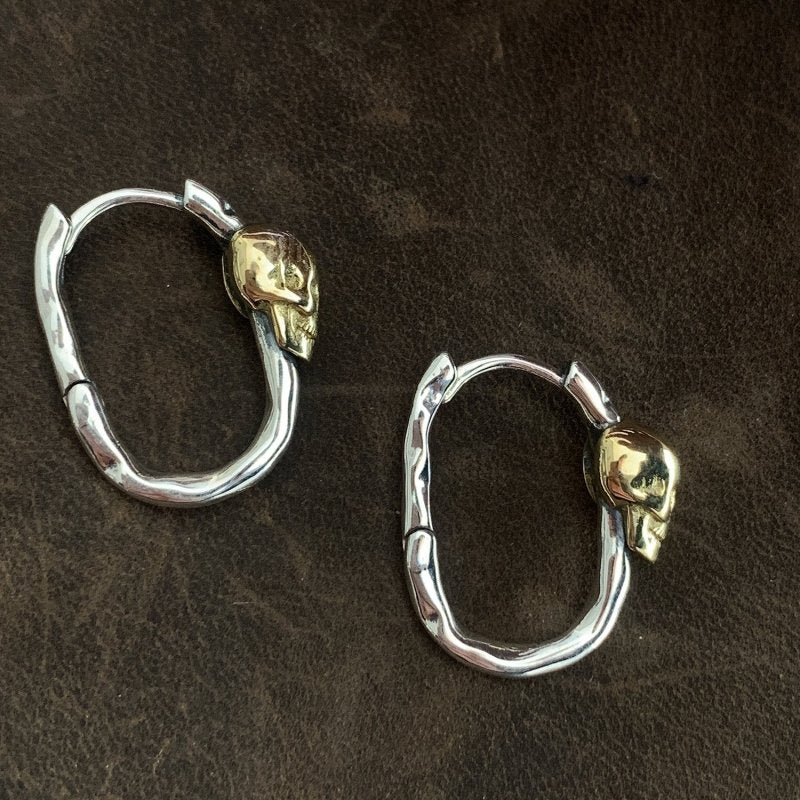 Skull Earrings Silver Gold-Jewearrings