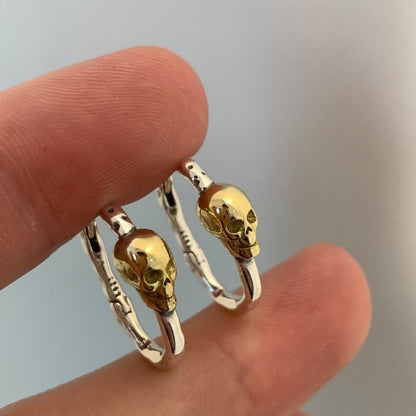 Skull Earrings Silver Gold-Jewearrings