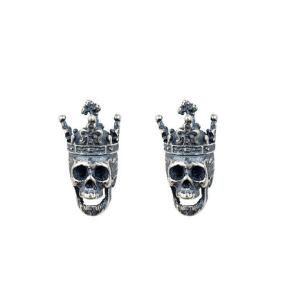 Skull Earrings Silver King Crown Vintage-Jewearrings