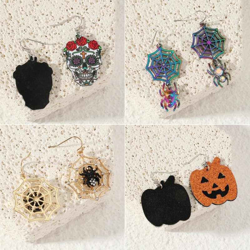 Skull Earrings Spider Halloween Gift-Jewearrings