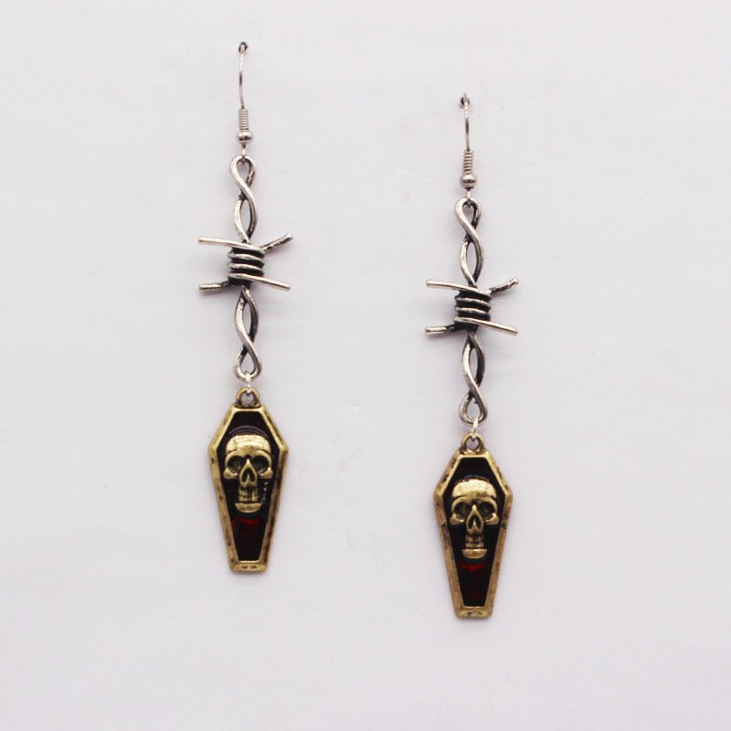 Skull Earrings Spilled Oil Drop-Jewearrings