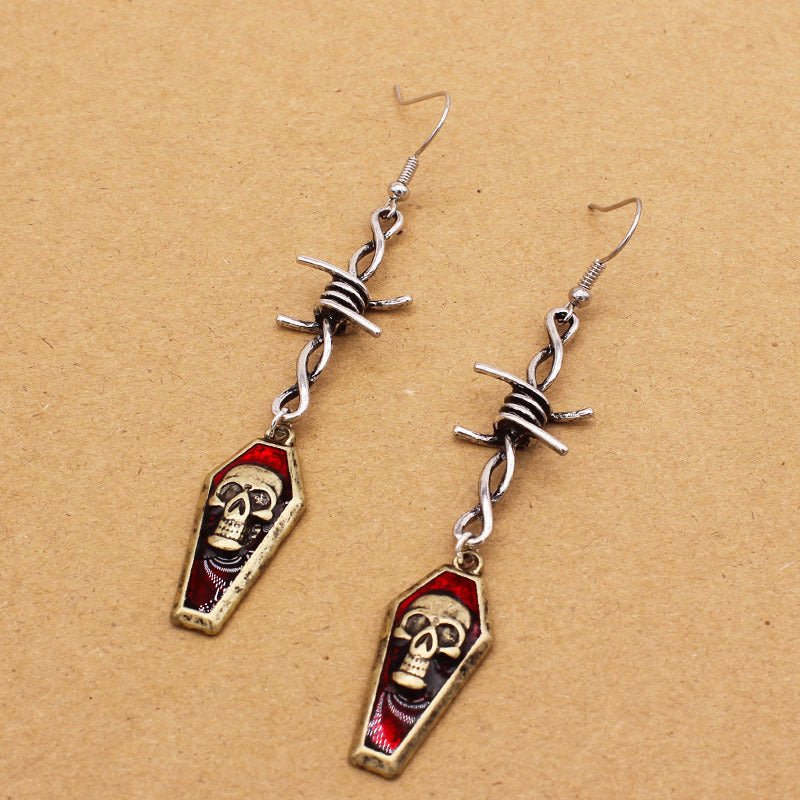 Skull Earrings Spilled Oil Drop-Jewearrings