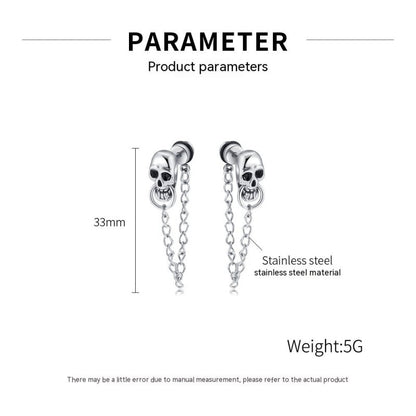 Skull Earrings Stainless Steel-Jewearrings