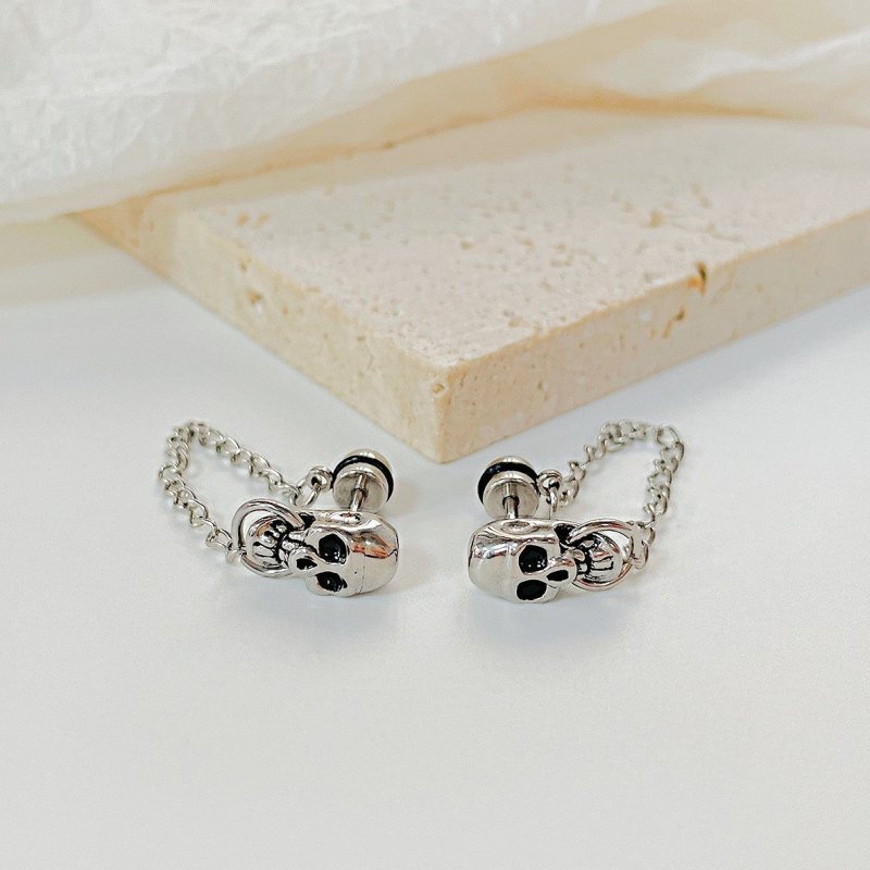 Skull Earrings Stainless Steel-Jewearrings