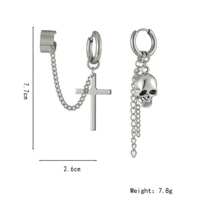 Skull Earrings Stainless Steel Cross-Jewearrings