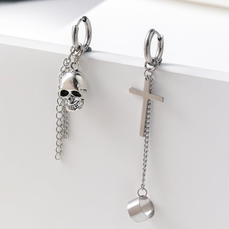 Skull Earrings Stainless Steel Cross-Jewearrings