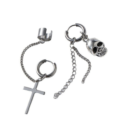 Skull Earrings Stainless Steel Cross-Jewearrings