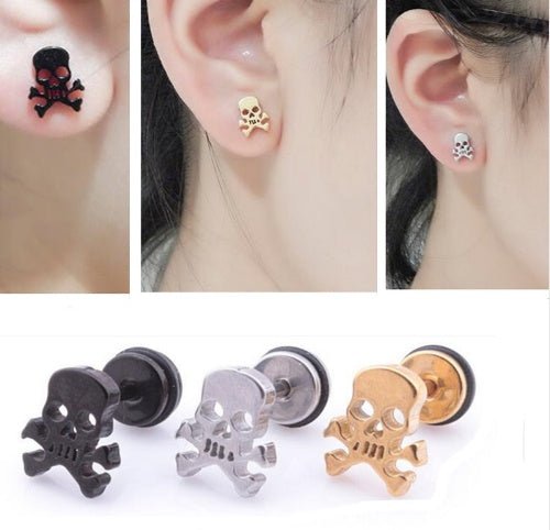 Skull Earrings Stainless Steel Rocked-Jewearrings