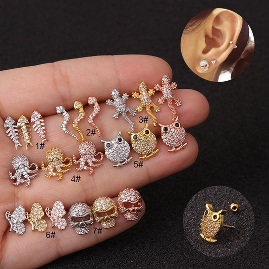 Skull Earrings Stainless Steel Screw-Jewearrings