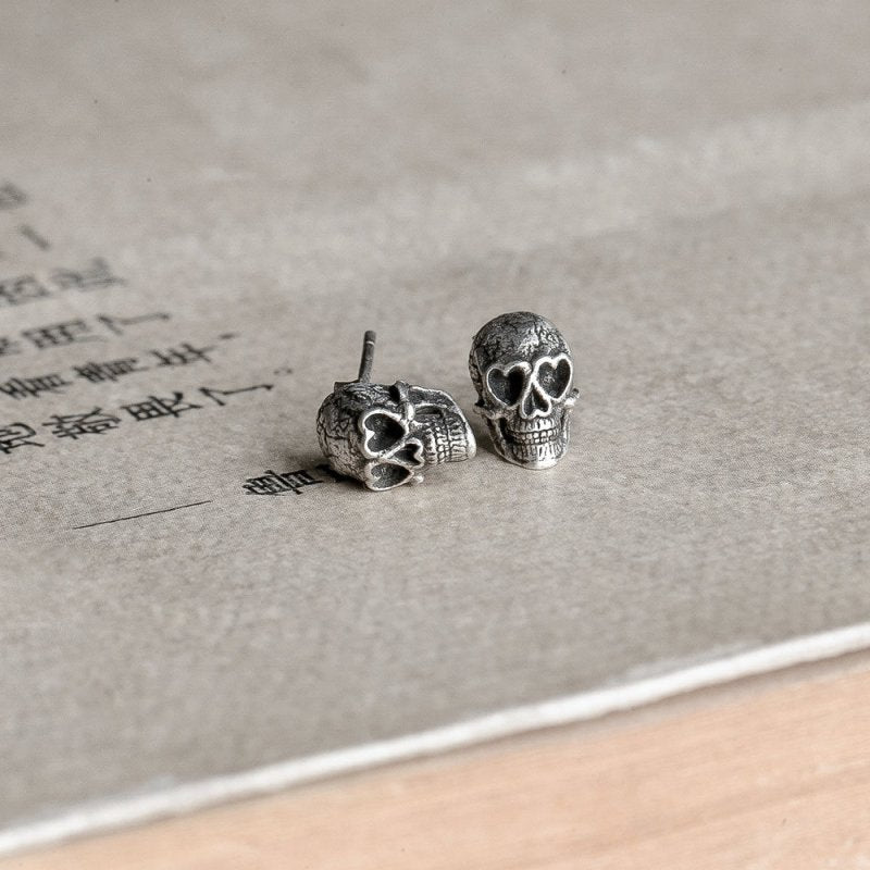 Skull Earrings Sterling Silver Fashion Earrings-Jewearrings