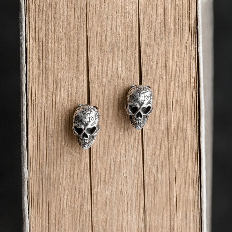 Skull Earrings Sterling Silver Fashion Earrings-Jewearrings