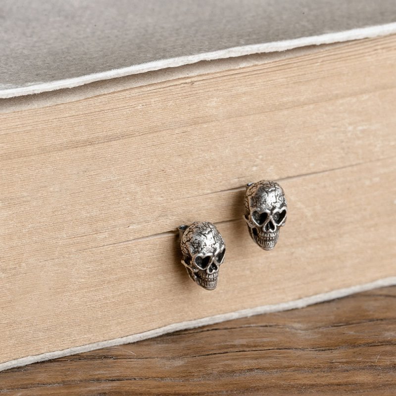 Skull Earrings Sterling Silver Fashion Earrings-Jewearrings