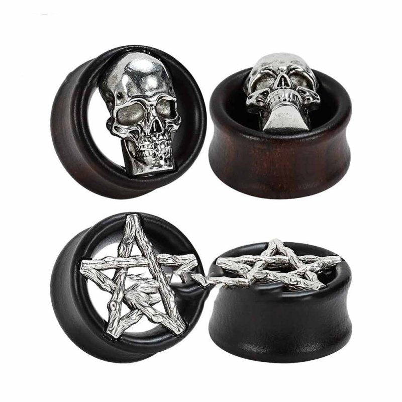 Skull Earrings Wooden Star Alloy-Jewearrings