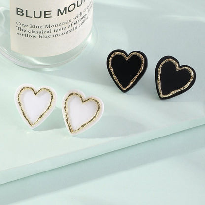 Small And Exquisite Alloy Acrylic Peach Heart Earrings-Jewearrings