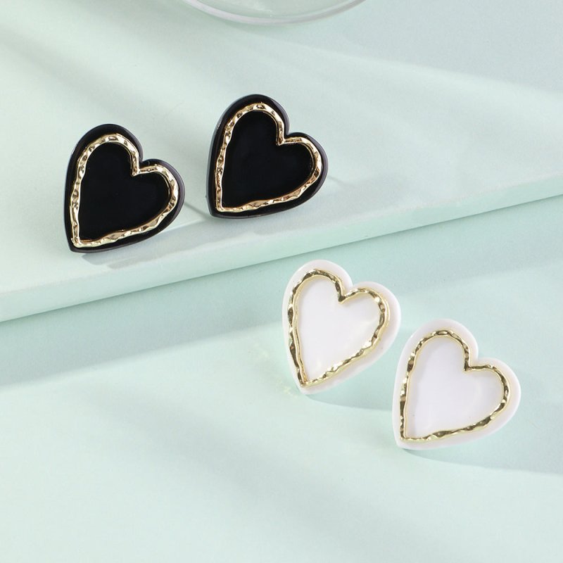 Small And Exquisite Alloy Acrylic Peach Heart Earrings-Jewearrings