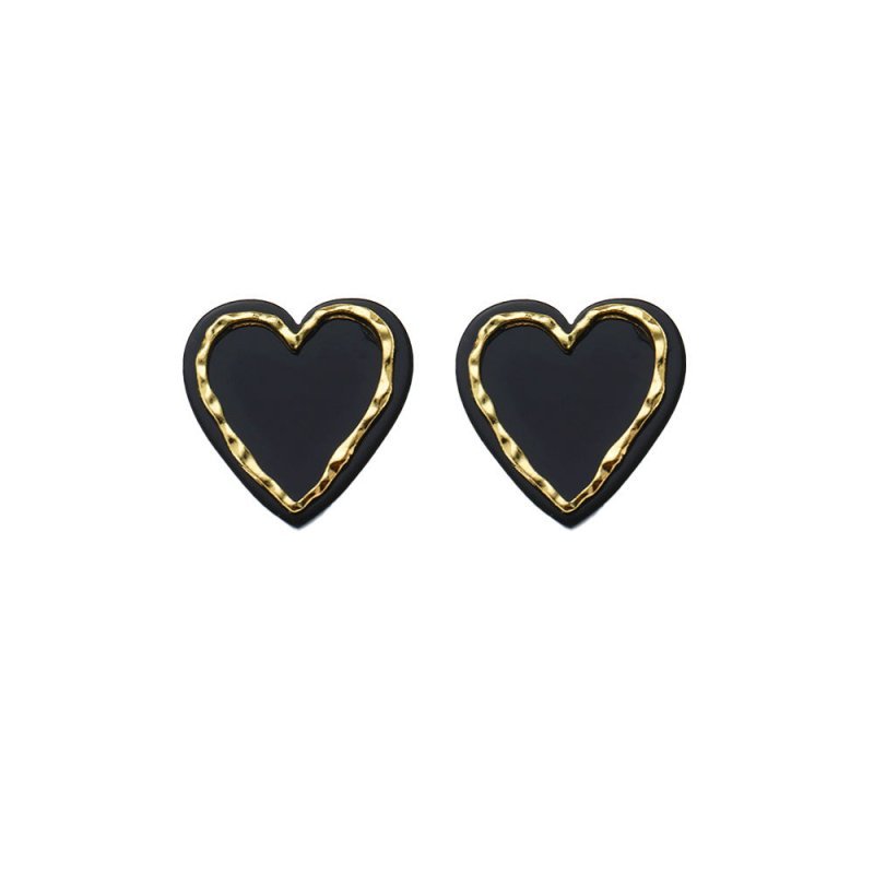 Small And Exquisite Alloy Acrylic Peach Heart Earrings-Jewearrings