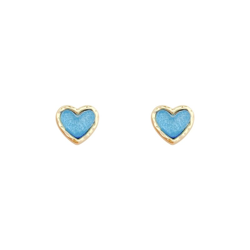 Small And Fashionable Blue Heart Earrings-Jewearrings