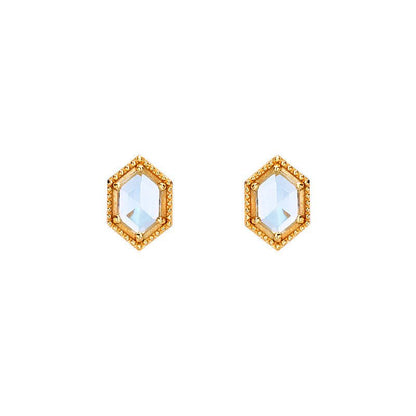 Small And Simple Retro Sky Blue Topaz Stud Earrings For Women-Jewearrings