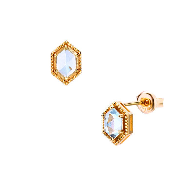 Small And Simple Retro Sky Blue Topaz Stud Earrings For Women-Jewearrings