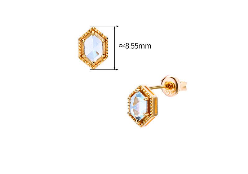 Small And Simple Retro Sky Blue Topaz Stud Earrings For Women-Jewearrings