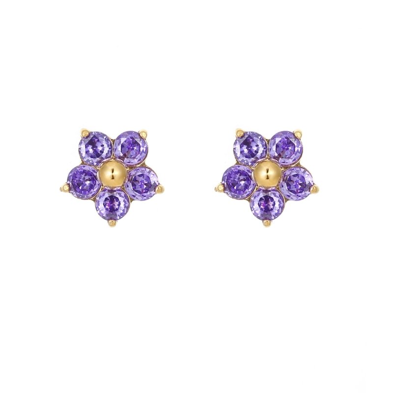 Small And Sweet Diamond Petal Stud Earrings Women-Jewearrings