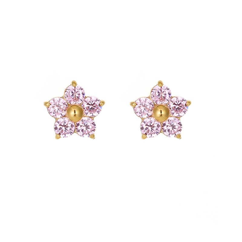 Small And Sweet Diamond Petal Stud Earrings Women-Jewearrings