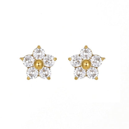 Small And Sweet Diamond Petal Stud Earrings Women-Jewearrings