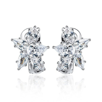 Small Brocade Bunch Simulation Diamond Stud Earrings 925 Silver-Jewearrings