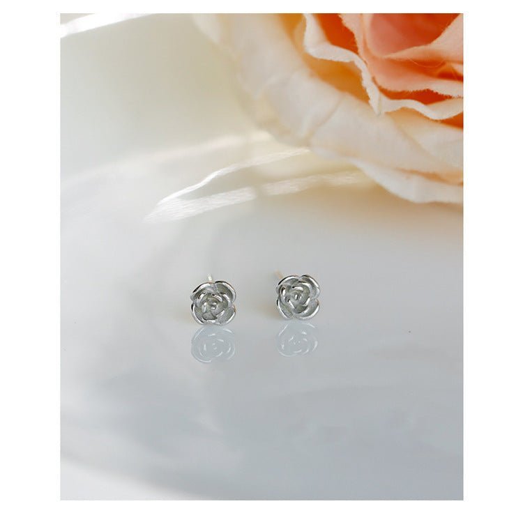 Small Rose Flower Stud Female Earrings-Jewearrings