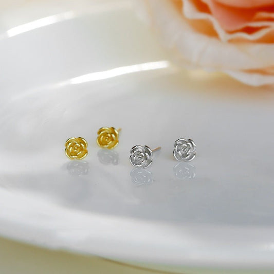 Small Rose Flower Stud Female Earrings-Jewearrings