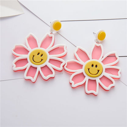 Smiley face acrylic Earrings-Jewearrings