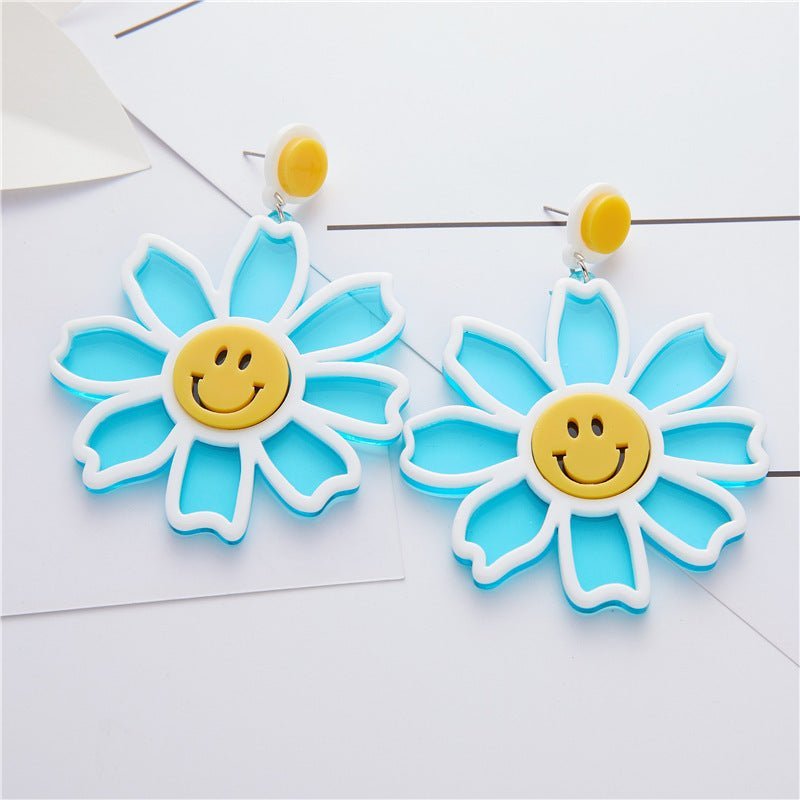 Smiley face acrylic Earrings-Jewearrings