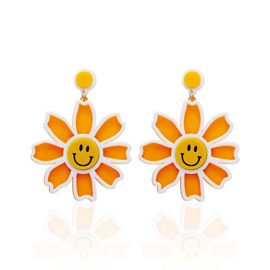 Smiley face acrylic Earrings-Jewearrings