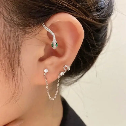 Snake Ear Clip Stud Earrings - Trendy Fashion-Jewearrings