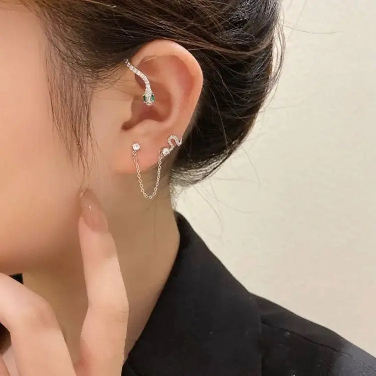 Snake Ear Clip Stud Earrings - Trendy Fashion-Jewearrings